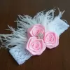 Flower headband with satin roses and crystal centre