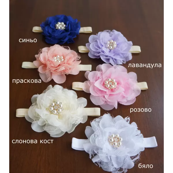 Flower headband made of chiffon and lace in different colors