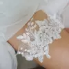White lace garter with pearls