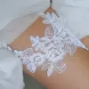 White wedding lace garter with pearls