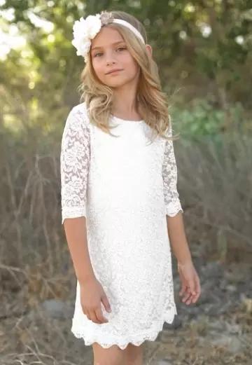 Ivory Flower Lace Girl Dress 