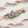 Flower Sash in blue and beige