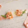 Flower Sash in Ivory and Peach