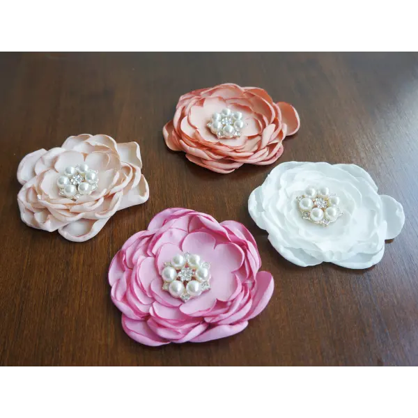 Bracelet with Satin Flower and Pearl center