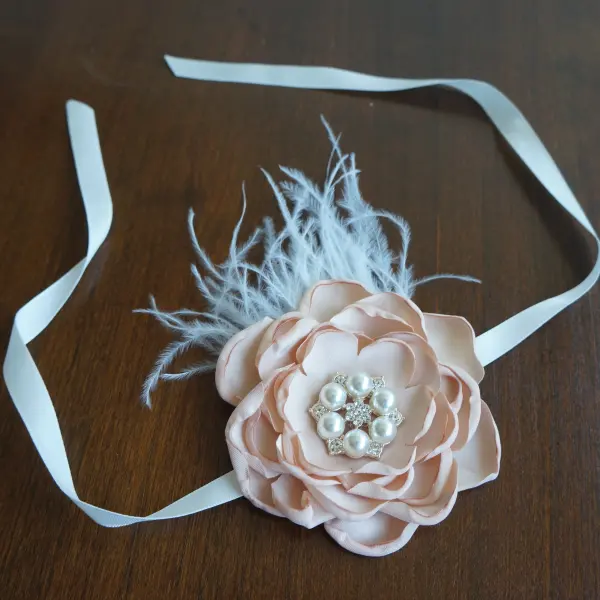 Bracelet with Satin Flower and Pearl center