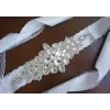 Rhinestone belt with  white lace ribbon 