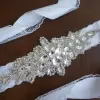 Rhinestone belt with  white lace ribbon 