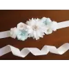 White flower sash with coloured accents