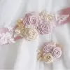 Handmade Satin Flower Sash with lace and pearls 