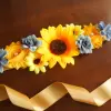 Sunflower sash with blue flowers