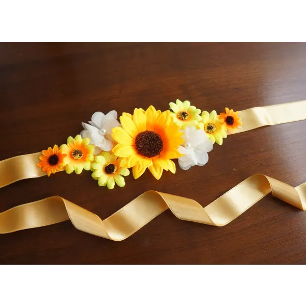 Sunflower sash with chiffon flowers