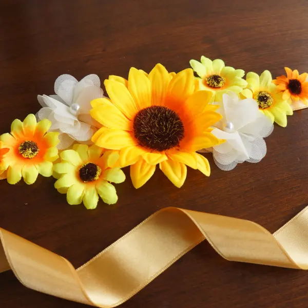 Sunflower sash with chiffon flowers