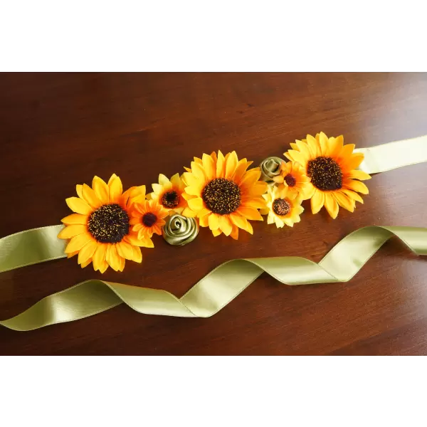Sunflower sash with green accents