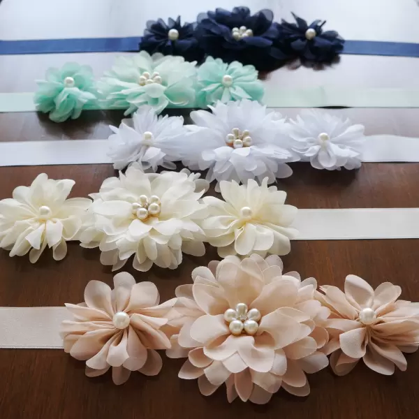 Flower sash with pearls