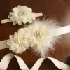 Ivory Flower Sash with Feathers