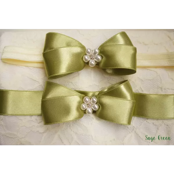 Handmade Satin Bow Sash with Pearl center