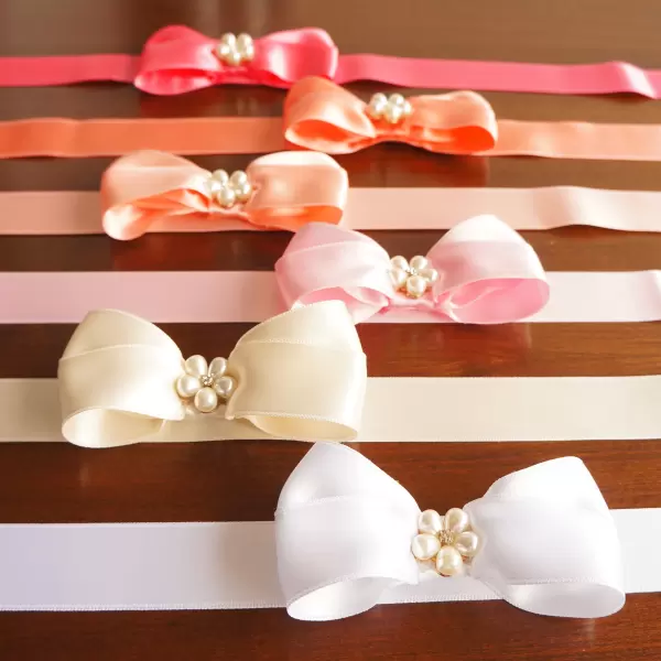Handmade Satin Bow Sash with Pearl center