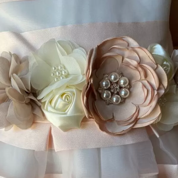 Champagne and Ivory Flower Sash
