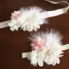 Flower feather sash with ivory and peach flowers