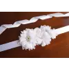 White sash with satin and chiffon flowers