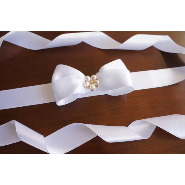 Handmade Satin Bow Sash with Pearl center