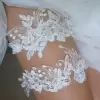 White wedding set lace garter with pearls