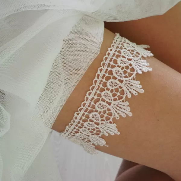 White wedding lace garter