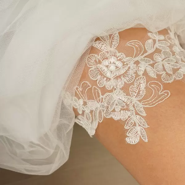 White wedding lace garter
